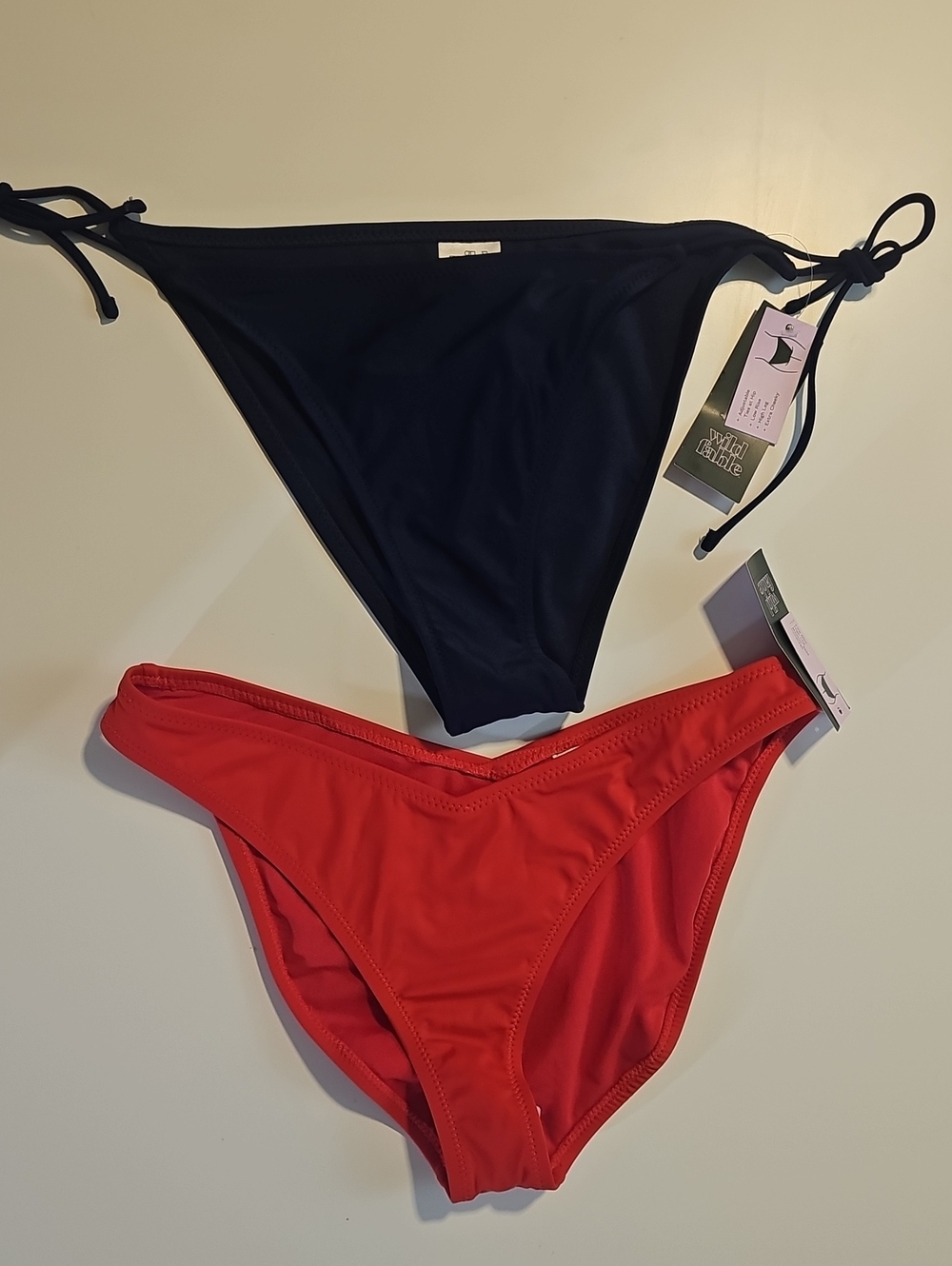 Wild Fable Women's M Set of 2 Solid Color Bikini Bottoms - Navy and Red